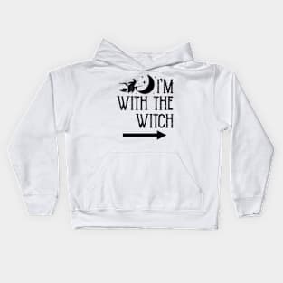 I'm With The Witch Funny Halloween Couple Kids Hoodie